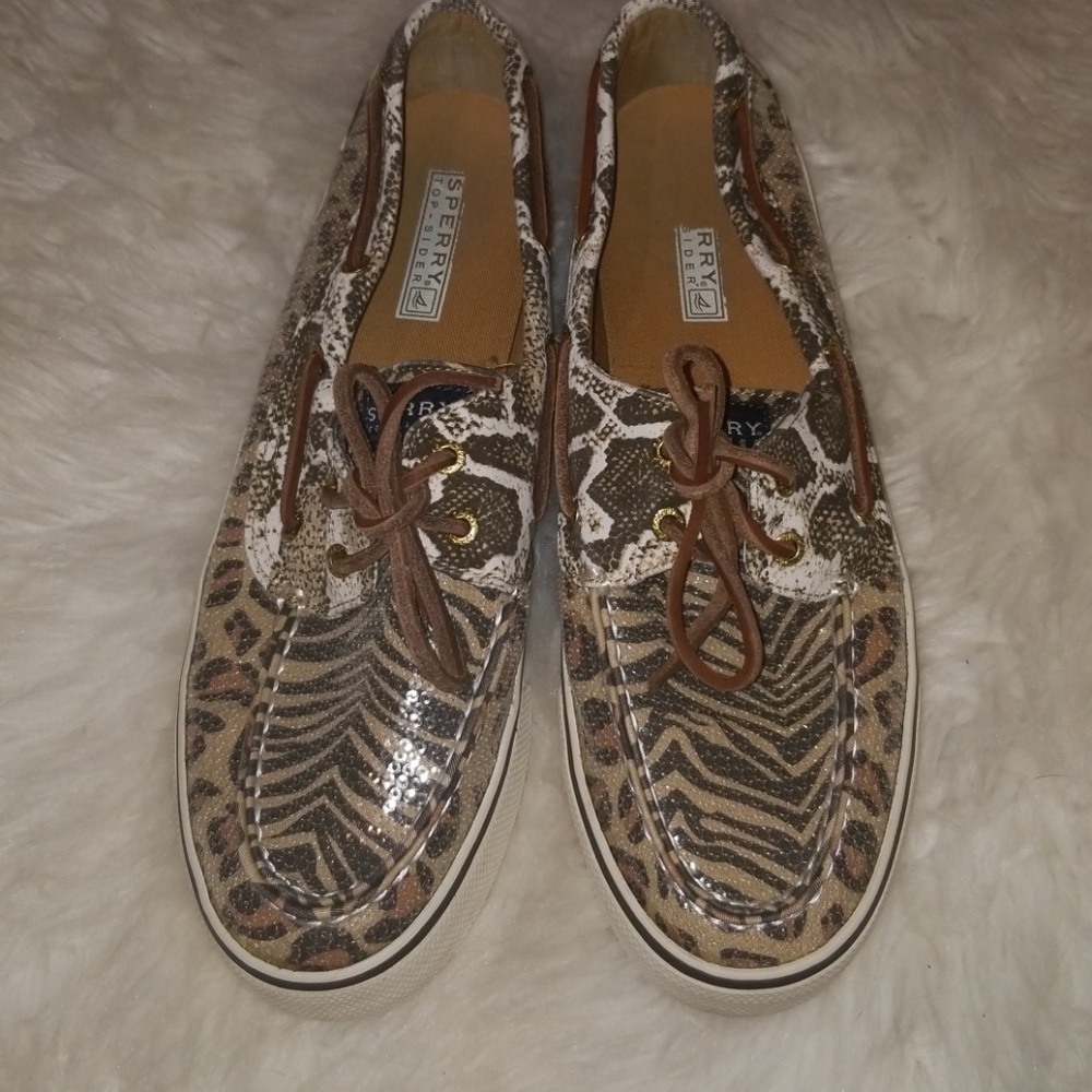 Sperry Animal Print Flats - Brown and Tan